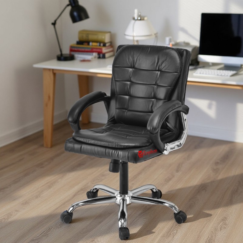 GOYALSON® Ergonomic Revolving Office Chair designed for Directors, Principals, and Managers, featuring supportive armrests, smooth-rolling wheels, and a well-cushioned seat and backrest for enhanced comfort.