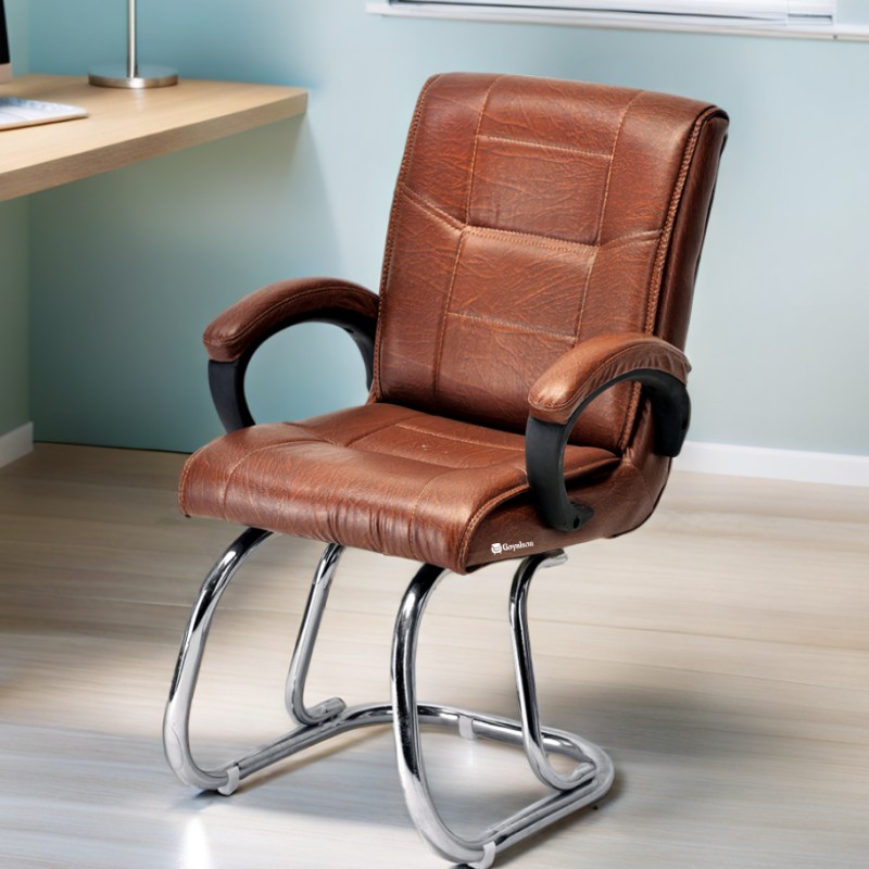 GOYALSON® Executive Visitor Chair with cushioned seating, comfortable armrests, and a durable metal frame—perfect for office, home, reception, and study use.