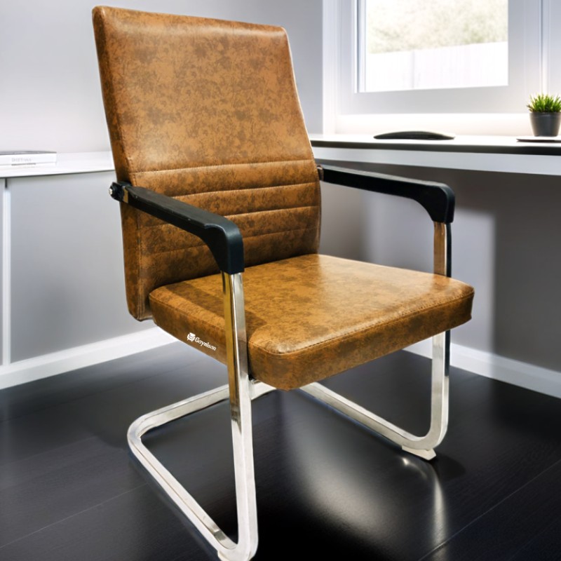 GOYALSON® Office Visitor Chair is designed with a strong steel frame, seat and backrest, and comfortable armrests, providing a stable, fixed seating option without wheels for everyday use.
