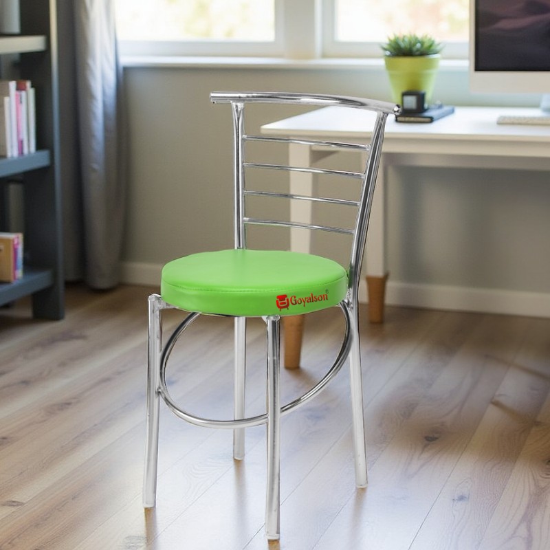 GOYALSON® ergonomic chair suitable for office, home, and study use, also ideal for hotels and restaurants. Built with a sturdy chrome-polished frame and a comfortable leatherette seat, it offers durability, support, and a sleek modern look.