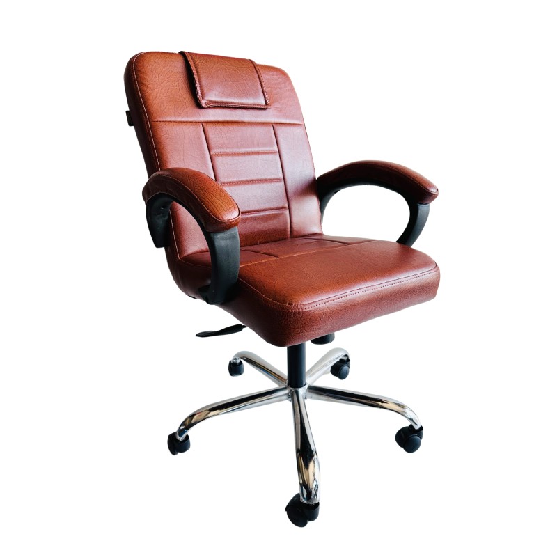 GOYALSON® Ergonomic Revolving Office Chair for Directors, Principals, and Managers featuring armrests, smooth-rolling wheels, and cushioned seat and back for enhanced comfort.