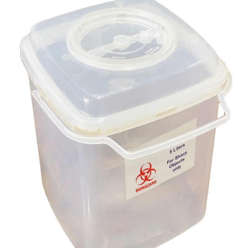 GOYALSON Hospital,Medical use Sharp Container Puncture proof Made of Polypropylene (CE & ISO 23907 CERTIFIED) (5 Ltr)
