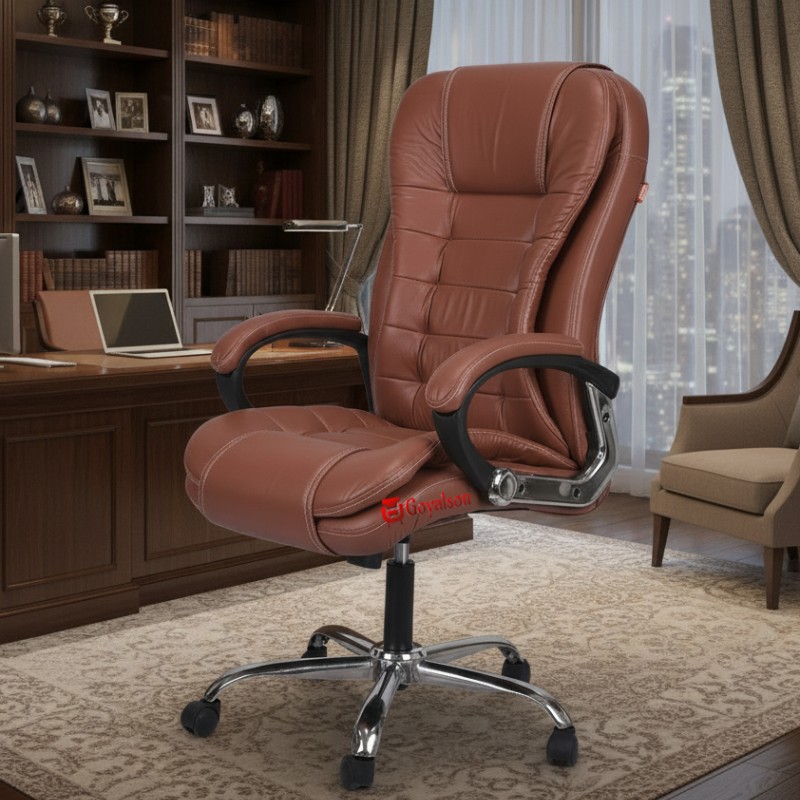 GOYALSON High Back Office Revolving Chair for Director/Principal/Manager with Arm Rest, Wheels, Cushioned Seat & Back Support