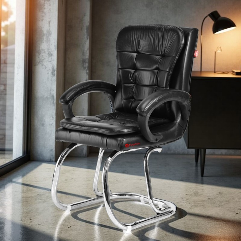GOYALSON® Executive Visitor Chair for Office, Home & Reception – Ergonomic Design with Cushioned Seat & Back, Armrest Support, Durable Metal Frame, Comfortable Guest & Waiting Chair for Workspace Use