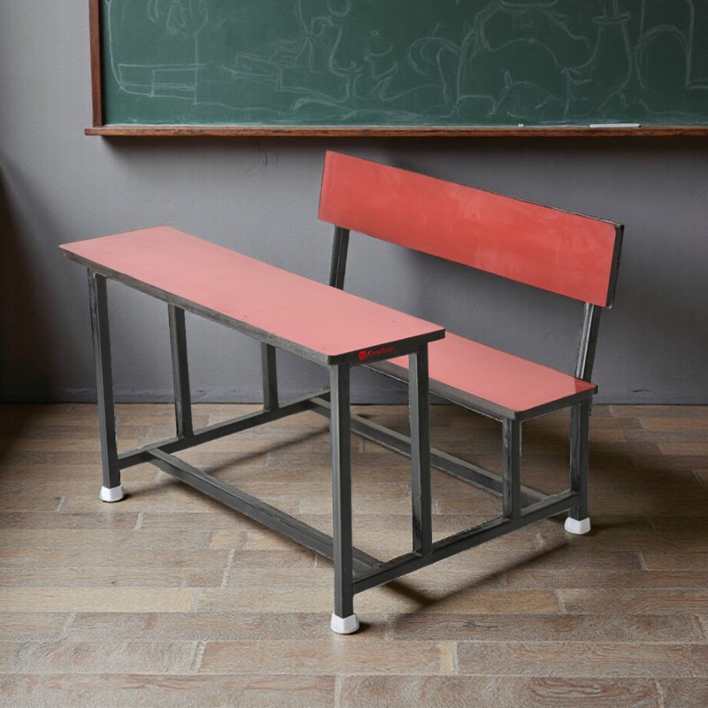 GOYALSON® Student Bench Cum Dual Desk with Back Support – LKG to 2nd Class Double Seater with Wooden Top & Durable Metal Structure for School & Tuition