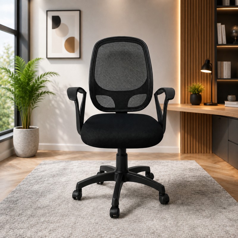 OYALSON 802 ‘S’ Handle Mid-Back Ergonomic Mesh Office Chair, designed to provide a comfortable, supportive, and practical seating experience for long working hours