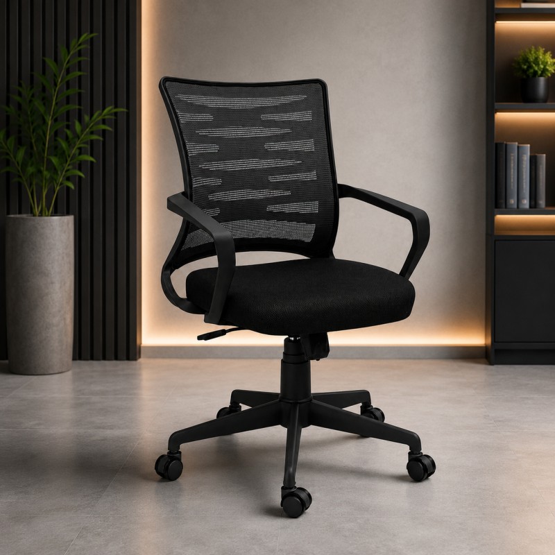 GOYALSON Ergonomic Mesh Office Chair – Black | Modern Mid-Back Home & Office Chair
